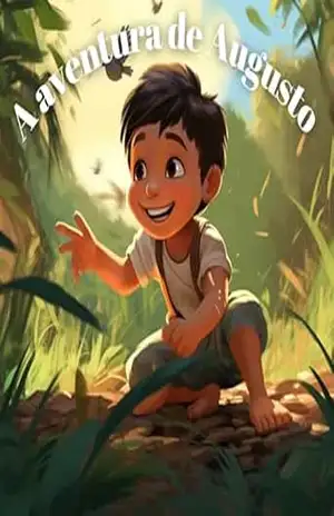 Capa do livro A aventura de Augusto: a natureza mágica das aventuras no bosque encantado e o tema central da amizade que percorre a história - Guilherme  Araujo