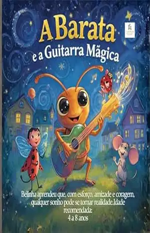 Capa do livro A Barata e a Guitarra Mágica: com esforço, amizade e coragem, qualquer sonho pode se tornar realidade.com linguagem simples para idade 4 A 8 anos - FABRÍCIO ANDRADE