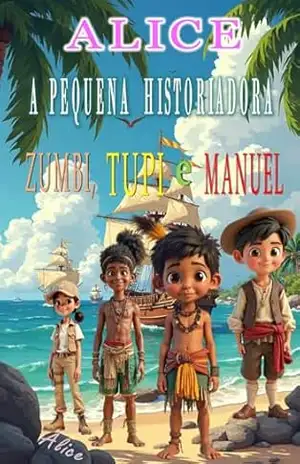 Capa do livro A Pequena Historiadora: O Descobrimento do Brasil com Zumbi, Tupi e Manuel - Alice A Pequena Historiadora