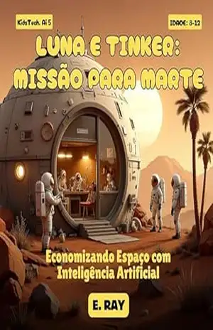 Capa do livro AI FOR KIDS – LUNA E TINKER: MISSÃO PARA MARTE: Economizando Espaço com Inteligência Artificial - E. RAY
