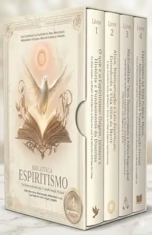 Biblioteca de Espiritismo – 4 Livros – Da Doutrina Kardecista à Transformação Pessoal: Tudo Sobre Alma, Reencarnação, Mediunidade e Leis Espirituais em Uma Coleção Completa – Noetrix