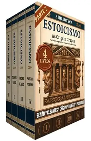 Capa do livro Biblioteca do Estoicismo Parte 2 – 4 Livros – As Origens Gregas: Os Mestres Gregos – Zenão, Cleantes, Crísipo, Panécio e Posidônio - Biblioteca Quântica
