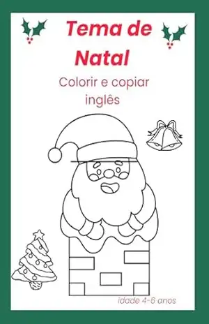 Capa do livro Colorir e copiar em inglês tema natalino - Louise  Jotha