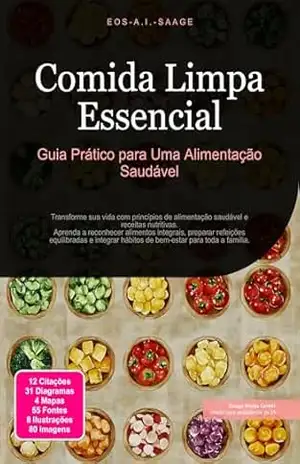Capa do livro Comida Limpa Essencial: Guia Prático para Uma Alimentação Saudável (Comer Limpo Livro 1) - Eos A.I. Saage