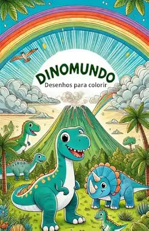 Capa do livro Dinomundo: Desenhos para colorir: Seu filho vai adorar conhecer o Dinomundo! Desenhos com nomes dos principais dinossauros da pré história. - Alesson Gonçalves