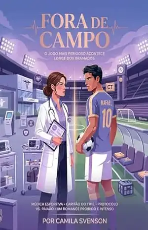 Capa do livro Fora de campo: um romance curto e INTENSO sobre o amor proibido entre o jogador de futebol e a médica do clube - Camila Svenson