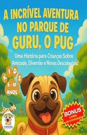 Capa do livro Livro Infantil Para Fazer Amigos: A Incrível Aventura no Parque de Guru, o Pug, uma História para Crianças Sobre Amizade, Diversão e Novas Descobertas! - Pug Guru Funhouse Books
