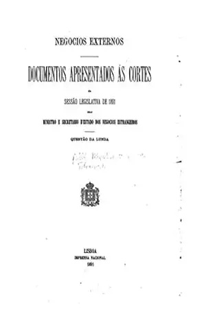 Capa do livro Negocios externos, documentos apresentados ás Cortes na sessão legislativa de 1891 - Portugal Ministerio dos negocios estrangeiros