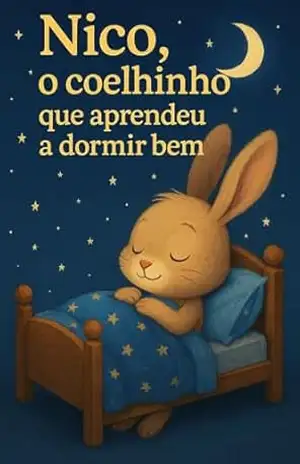 Capa do livro Nico, o coelhinho que aprendeu a dormir bem.: Este livro infantil é para crianças que resistem à hora de dormir e adultos que querem ensinar o valor do descanso com carinho e diversão - Leilah Miranda