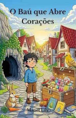 Capa do livro O Baú que Abre Corações: Uma História Mágica para a Hora de Dormir — Para Crianças de 3 a 8 Anos — Sobre Bondade, Partilha e o Verdadeiro Tesouro da Generosidade - Manel Lily