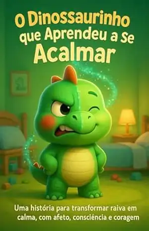 Capa do livro O dinossaurinho que aprendeu a se acalmar: Uma história infantil que ajuda os pequenos a entender e controlar a raiva com leveza, afeto e valores emocionais. - Leilah Miranda