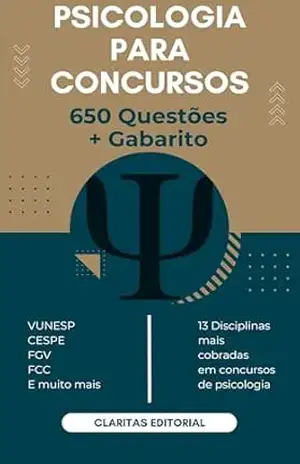 Capa do livro Psicologia para Concursos: 650 Questões + Gabarito - Claritas  Editorial