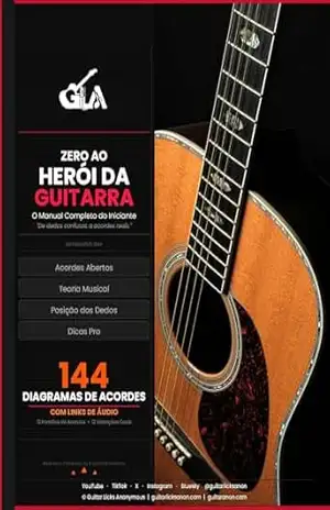 Capa do livro Zero ao Herói da Guitarra: 144 Diagramas de Acordes Interativos com Links de Áudio — O Manual Completo do Iniciante: Toque Qualquer Diagrama, Ouça Instantaneamente - Guitar Anon